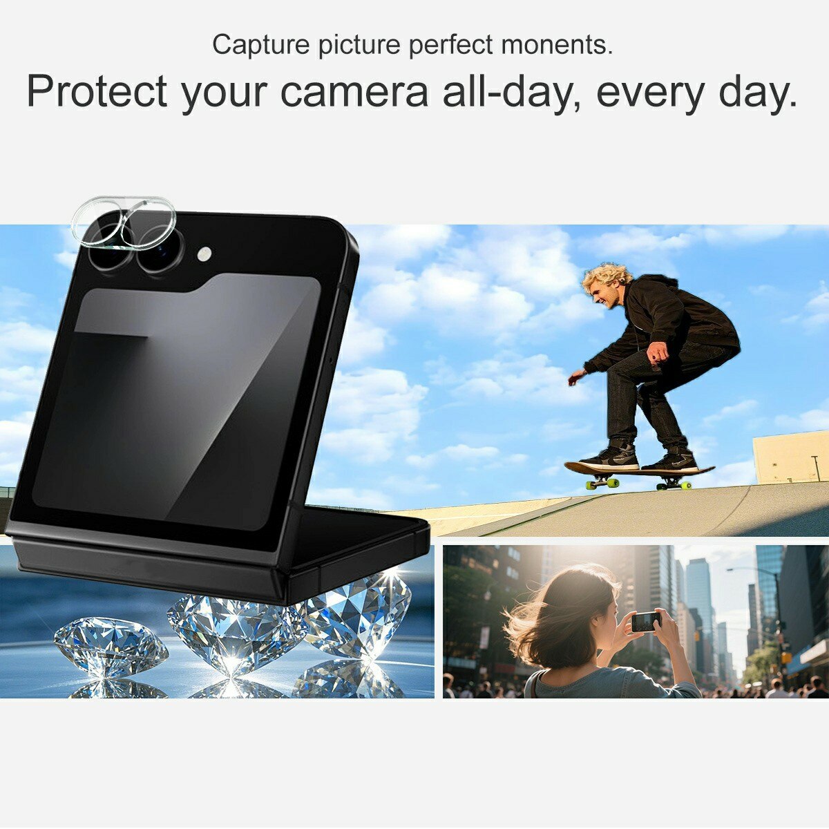Protecteur de lentille en verre trempé 0,2 mm Samsung Galaxy Z Flip 7 FE, Transparent