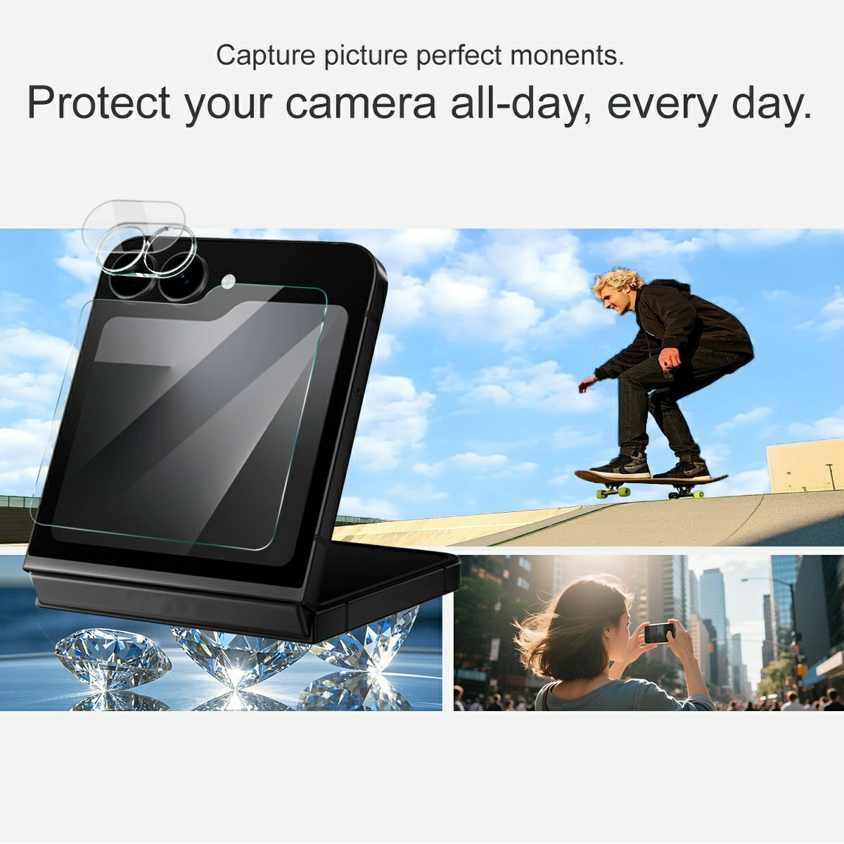 Protecteur d'objectif + Protection d'écran arriere en verre trempé Samsung Galaxy Z Flip 7 FE Transparent