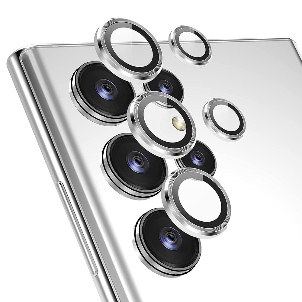 Protecteur d'objectif aluminium verre trempé Samsung Galaxy S23 Ultra, argent