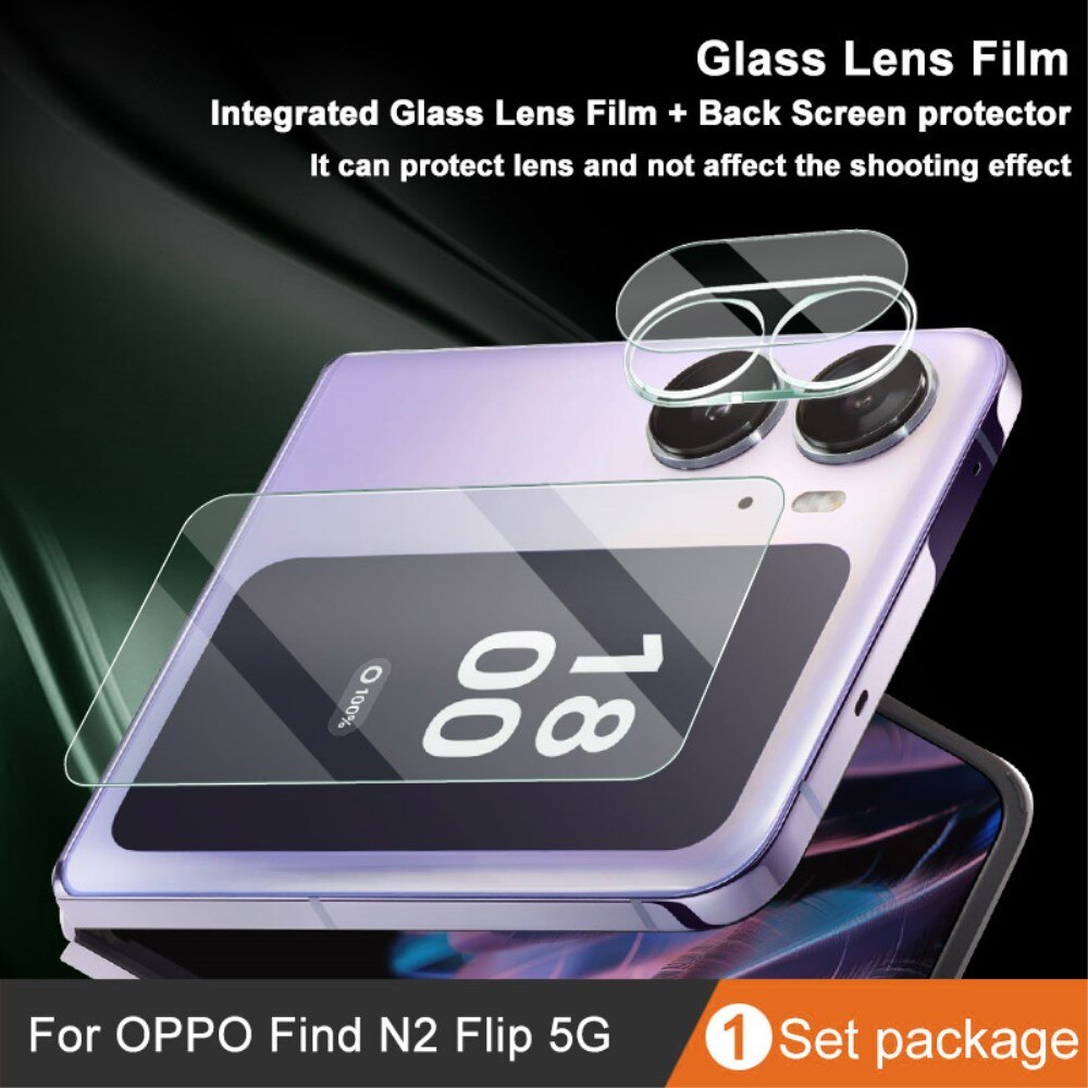 Protecteur d'objectif + Protection d'écran arriere en verre trempé Oppo Find N2 Flip Transparent