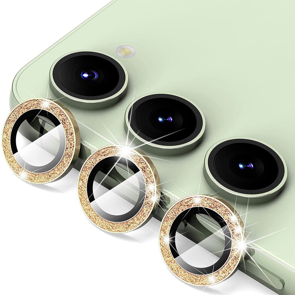 Protecteur d'objectif aluminium scintillant + Verre trempé Samsung Galaxy S23/S23 Plus, or