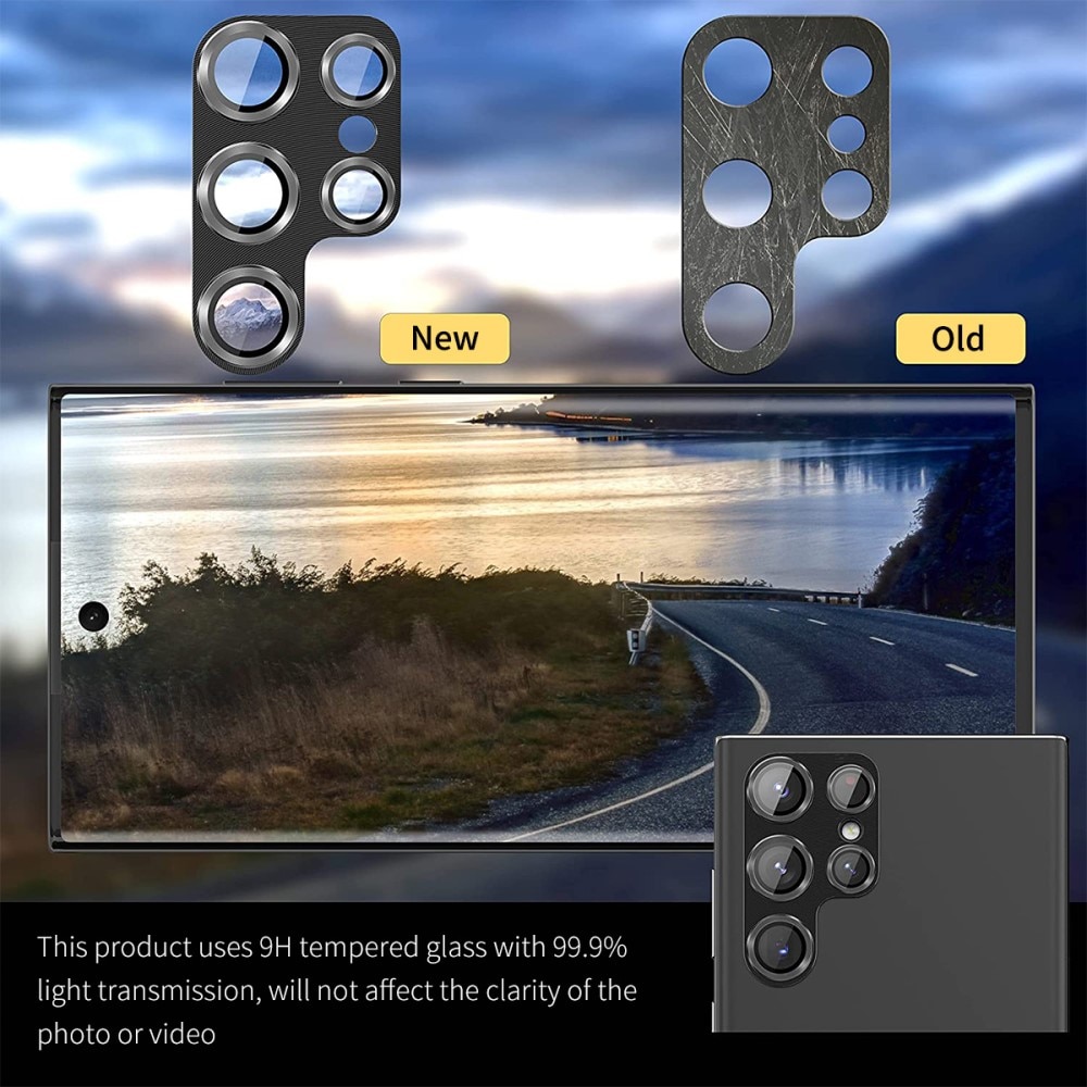 Caméra Protecteur Verre trempé Aluminium Samsung Galaxy S23 Ultra, noir