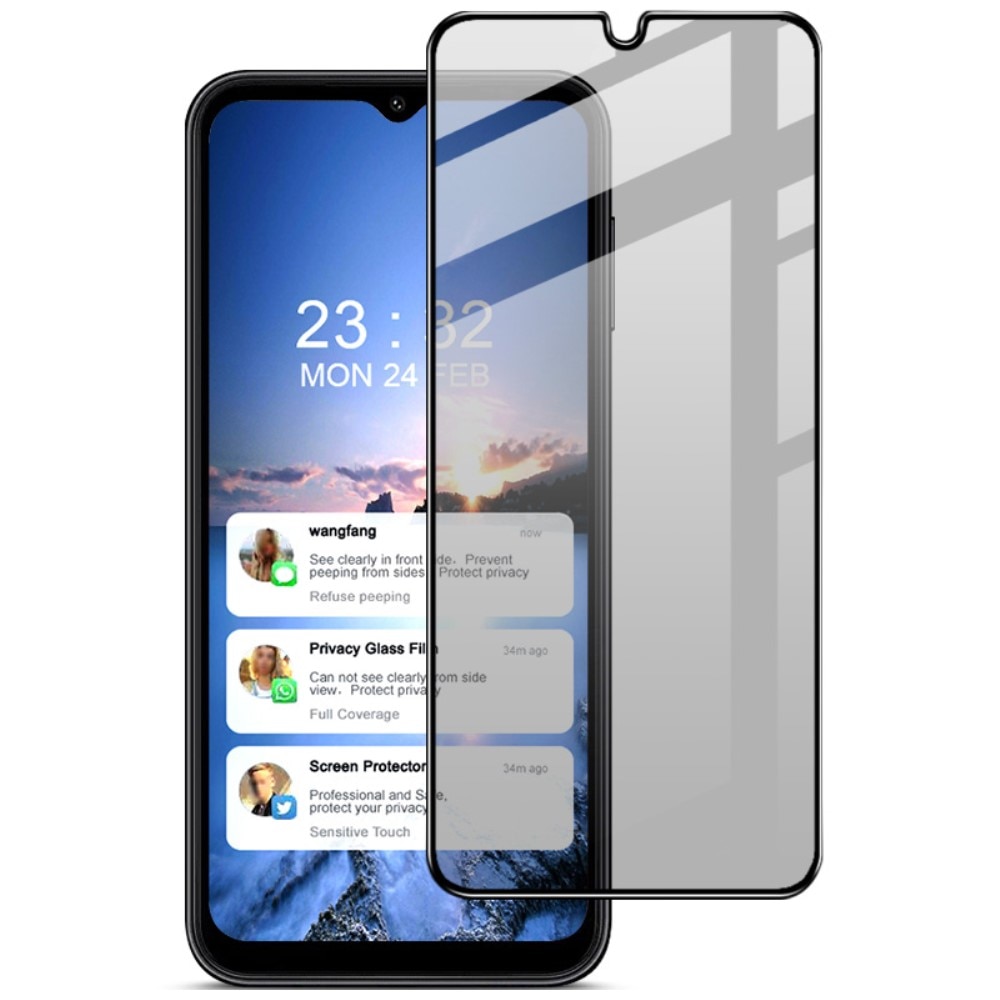 Protecteur d'écran complet de confidentialité en verre trempé Samsung Galaxy A14 Noir