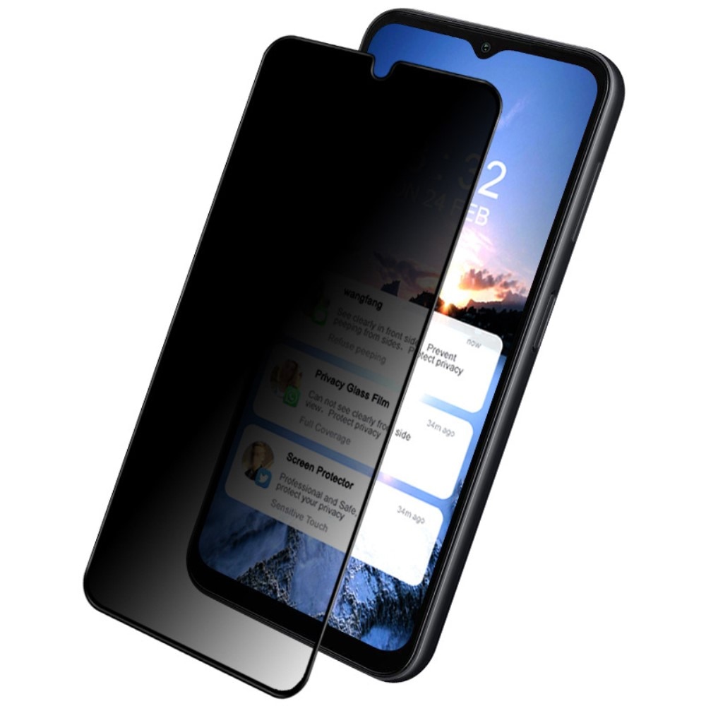 Protecteur d'écran complet de confidentialité en verre trempé Samsung Galaxy A14 Noir