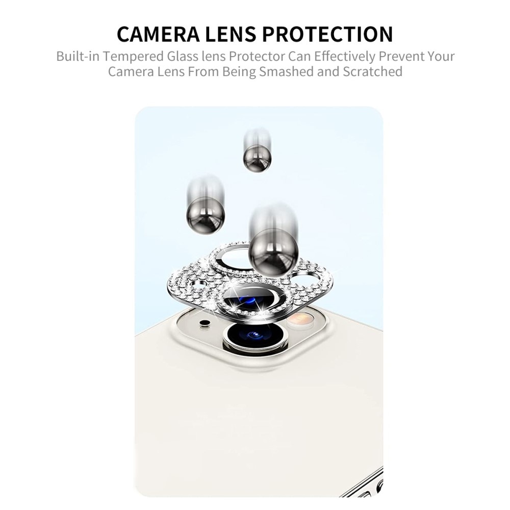 Caméra Protecteur Verre trempé Aluminium Scintillant iPhone 14, argent
