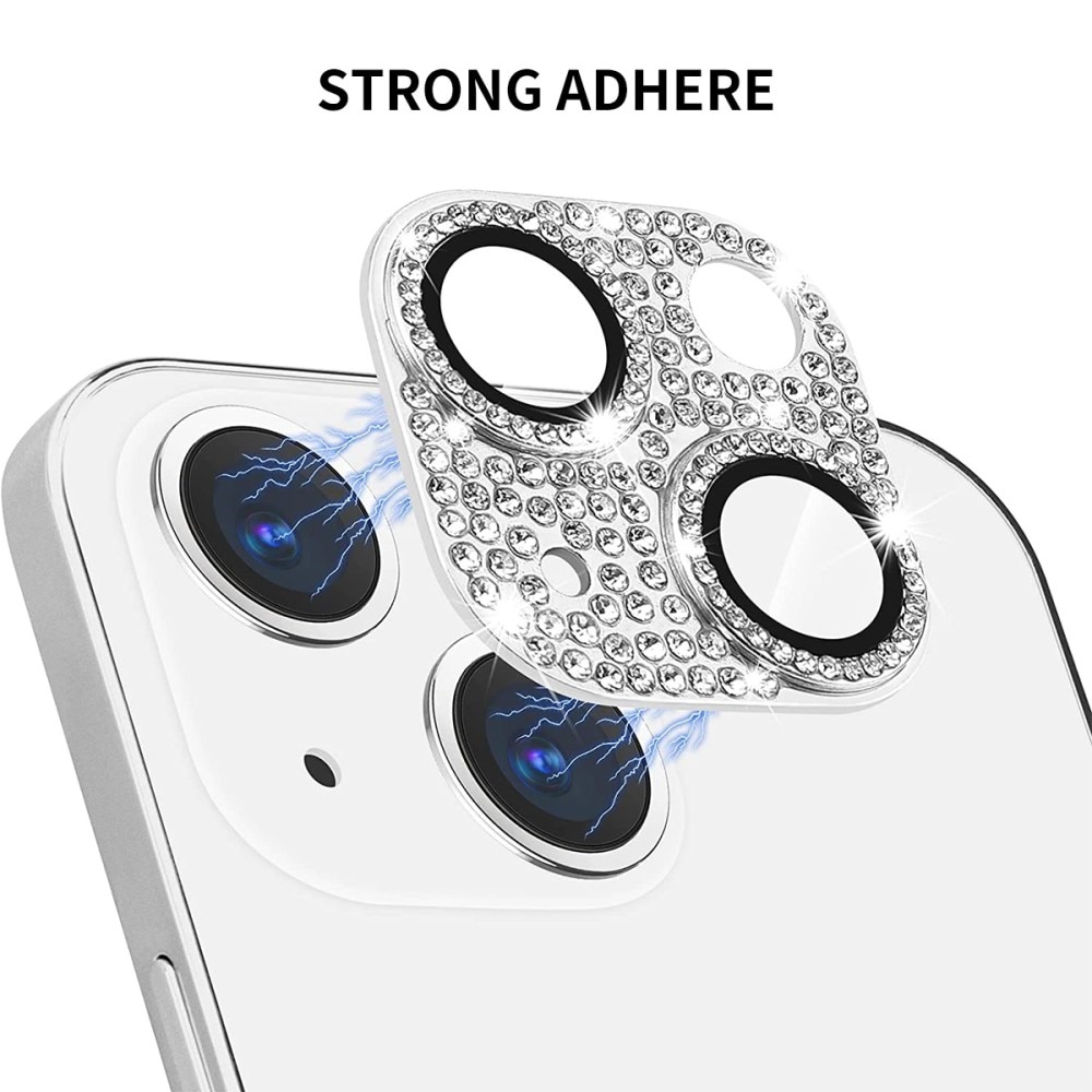 Caméra Protecteur Verre trempé Aluminium Scintillant iPhone 14, argent