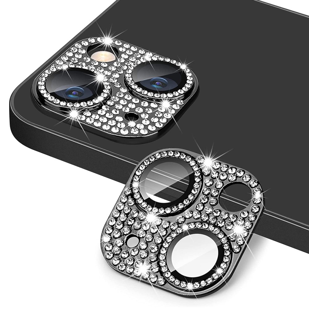 Caméra Protecteur Verre trempé Aluminium Scintillant iPhone 14, noir