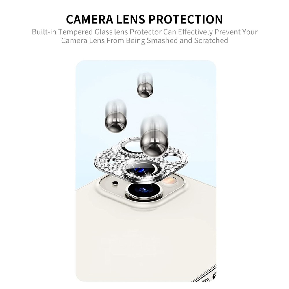 Caméra Protecteur Verre trempé Aluminium Scintillant iPhone 13, argent
