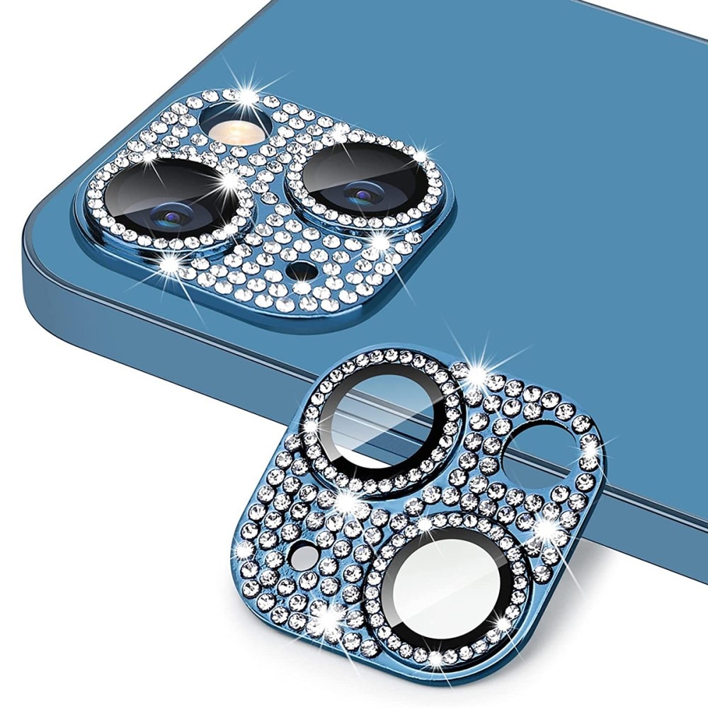 Caméra Protecteur Verre trempé Aluminium Scintillant iPhone 13, bleu