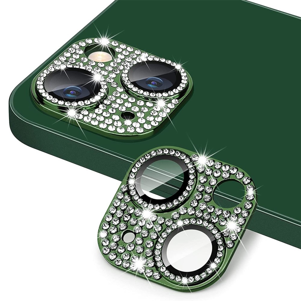 Caméra Protecteur Verre trempé Aluminium Scintillant iPhone 13, vert
