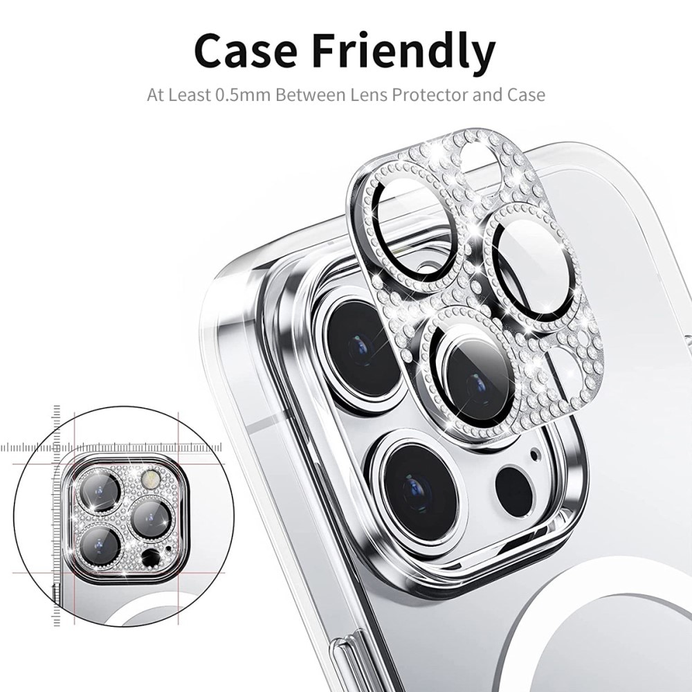 Caméra Protecteur Verre trempé Aluminium Scintillant iPhone 13 Pro, argent