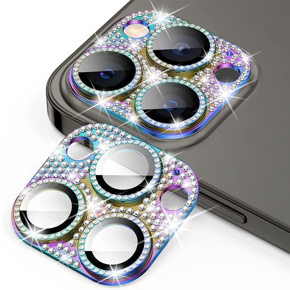 Caméra Protecteur Verre trempé Aluminium Scintillant iPhone 13 Pro Max, Arc-en-ciel