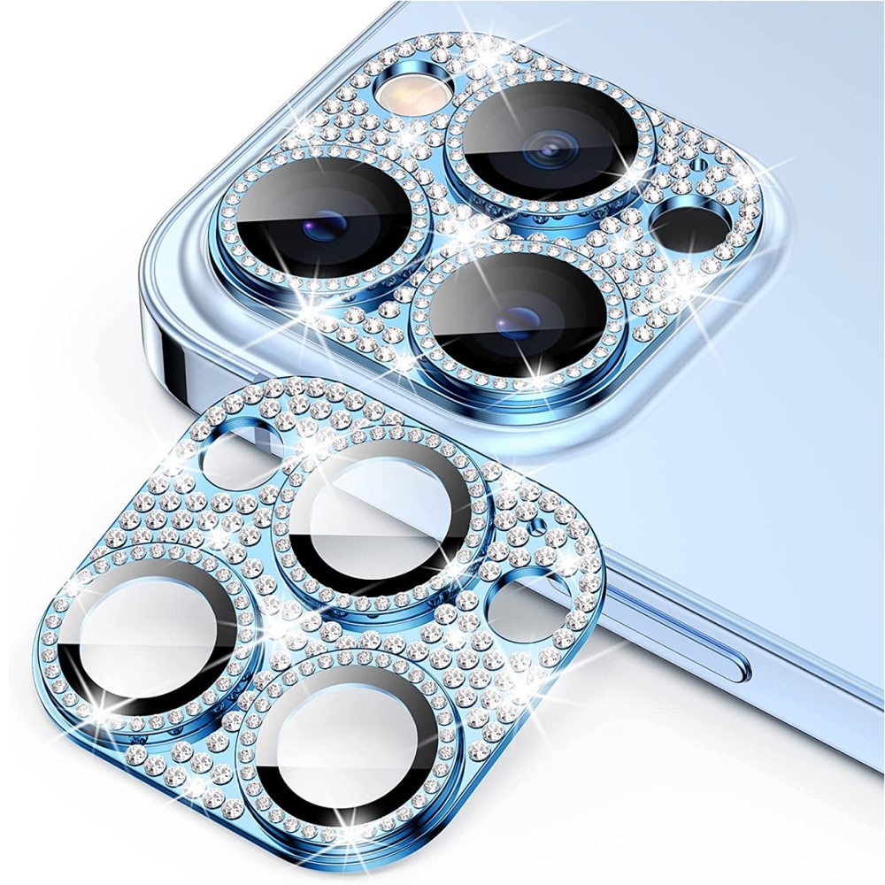 Caméra Protecteur Verre trempé Aluminium Scintillant iPhone 13 Pro, bleu