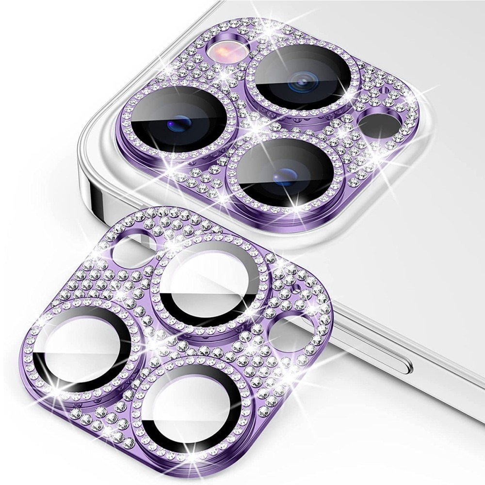 Caméra Protecteur Verre trempé Aluminium Scintillant iPhone 14 Pro Max, violet