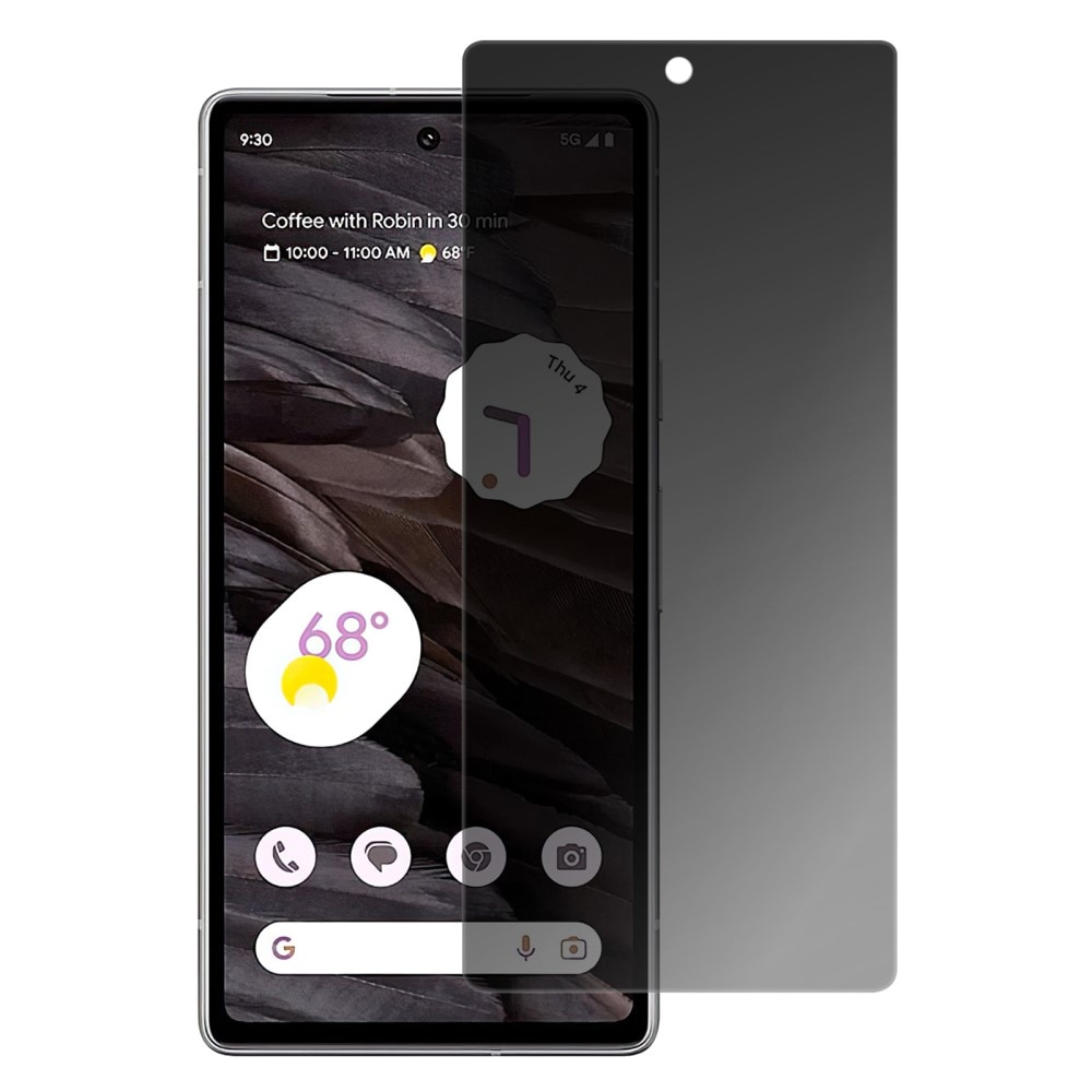 Protecteur d'écran de confidentialité en verre trempé Google Pixel 7a, noir
