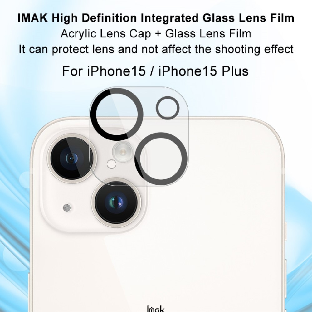 Protecteur de lentille en verre trempé 0,2 mm iPhone 15, transparent