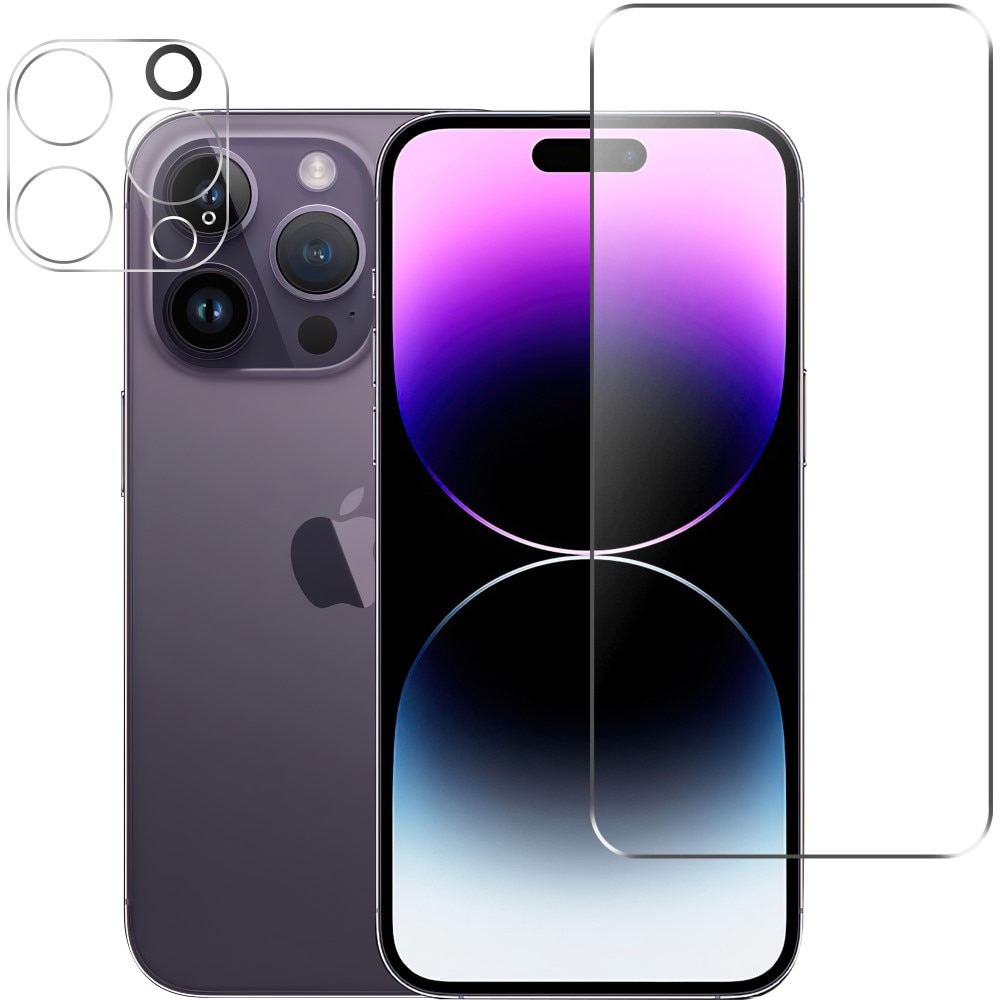 Protecteur d'écran et de caméra verre trempé iPhone 15 Pro Max Transparent