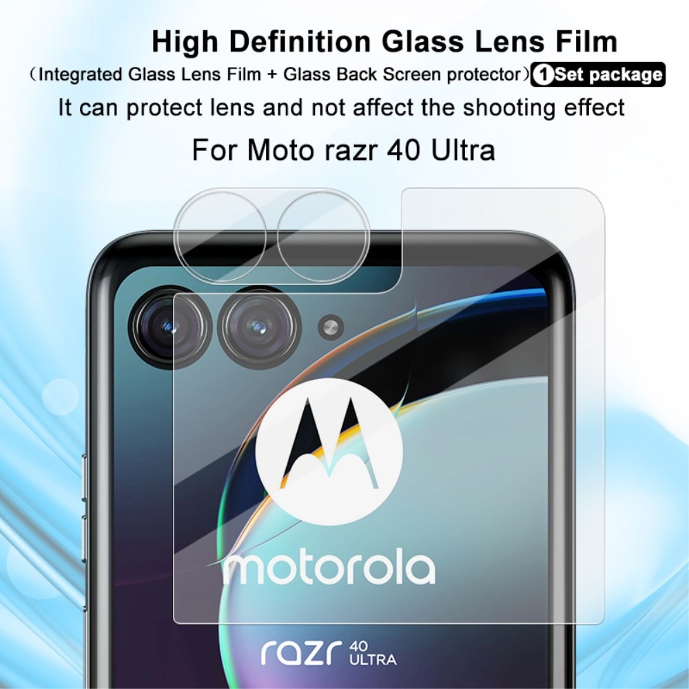 Protecteur d'objectif + Protection d'écran arriere en verre trempé Motorola Razr 40 Ultra