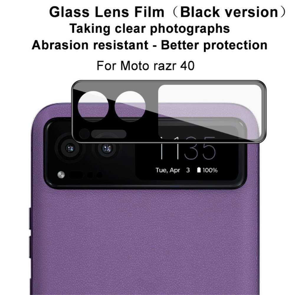 Protecteur de lentille en verre trempé 0,2 mm Motorola Razr 40, noir