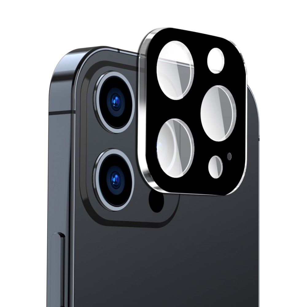 Protecteur d'objectif aluminium verre trempé iPhone 15 Pro Max, noir
