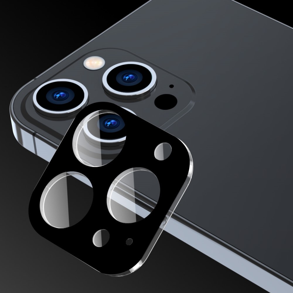 Protecteur d'objectif aluminium verre trempé iPhone 15 Pro, noir