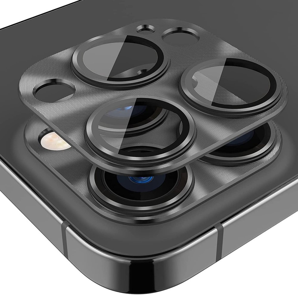 Caméra Protecteur Verre trempé Aluminium iPhone 15 Pro, noir