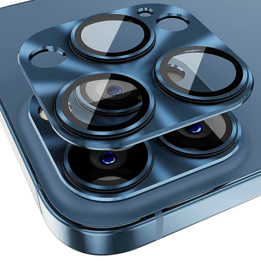 Caméra Protecteur Verre trempé Aluminium iPhone 15 Pro Max, bleu
