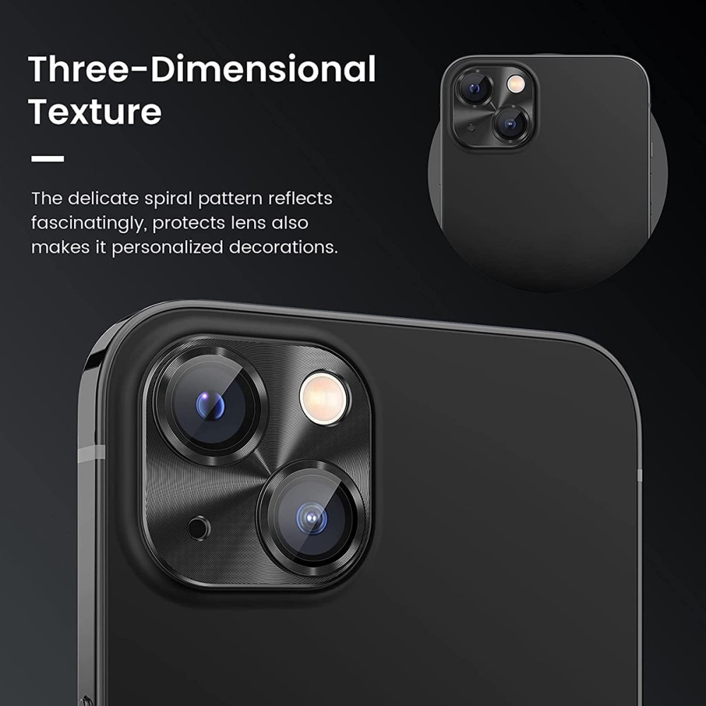 Caméra Protecteur Verre trempé Aluminium iPhone 15 Plus, noir
