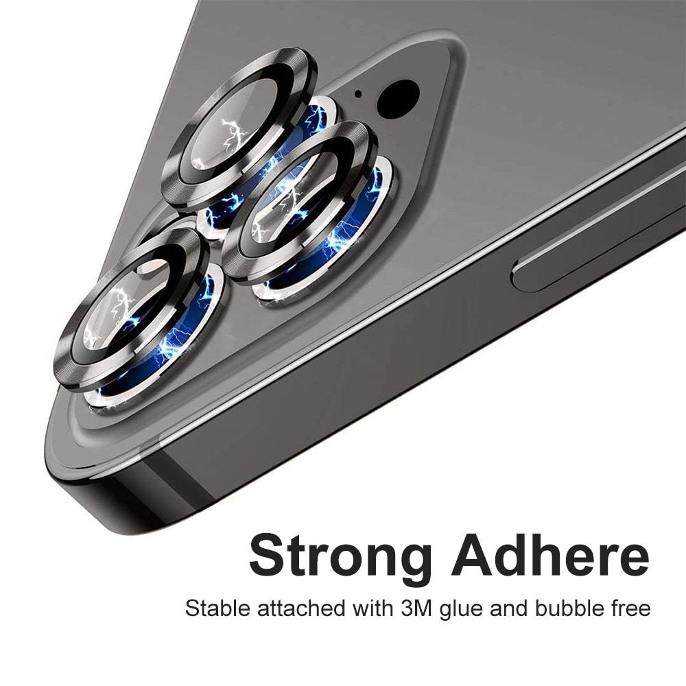Protecteur d'objectif aluminium verre trempé iPhone 15 Pro Max, gris
