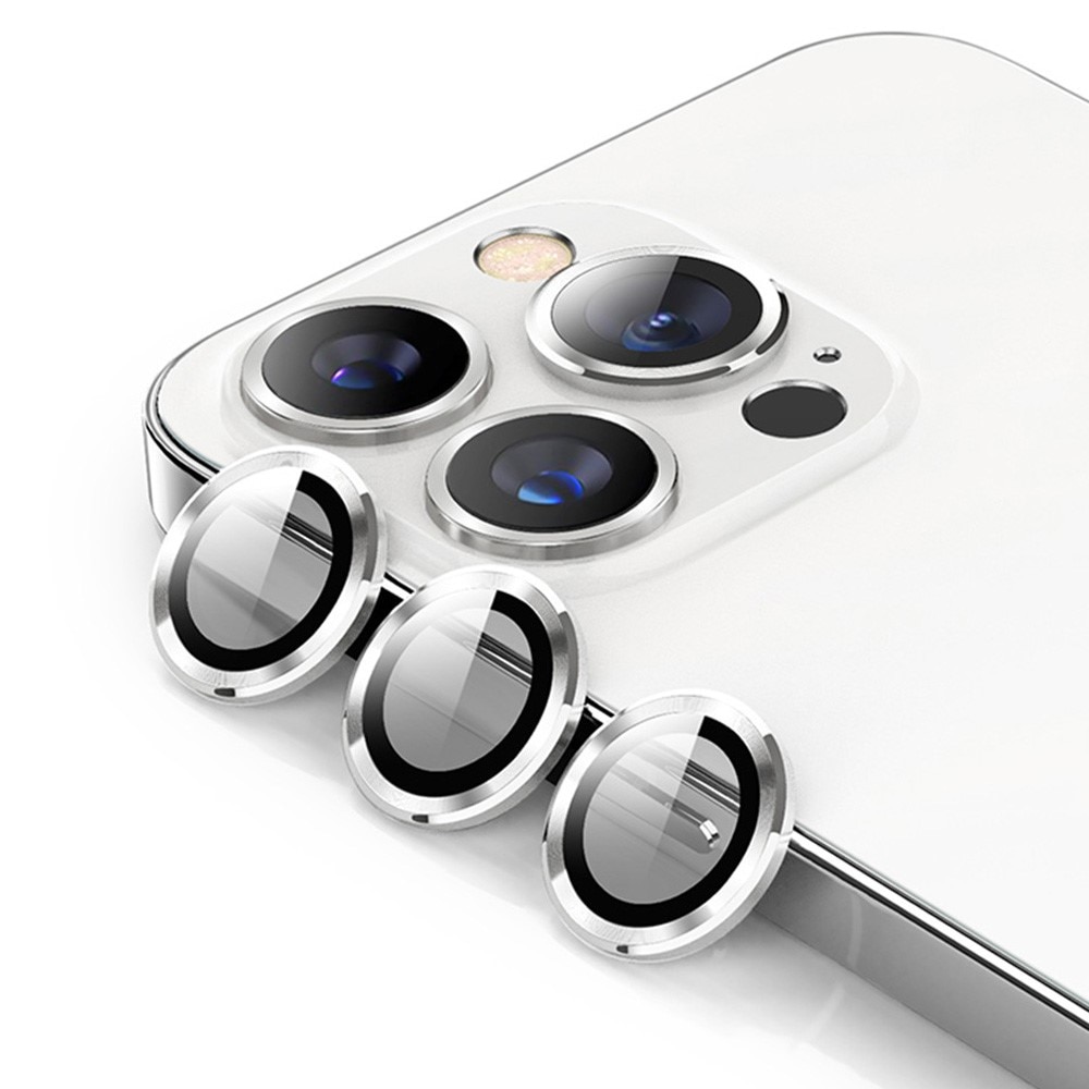 Protecteur d'objectif aluminium verre trempé iPhone 16 Pro, argent