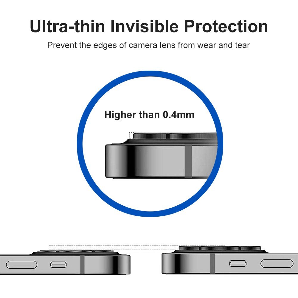 Protecteur d'objectif aluminium verre trempé iPhone 15, Arc-en-ciel