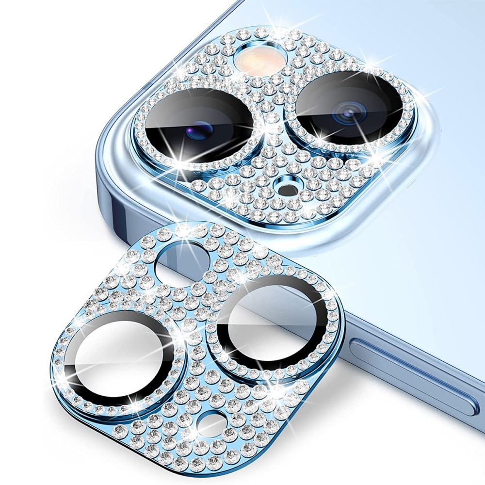 Caméra Protecteur Verre trempé Aluminium Scintillant iPhone 15, bleu