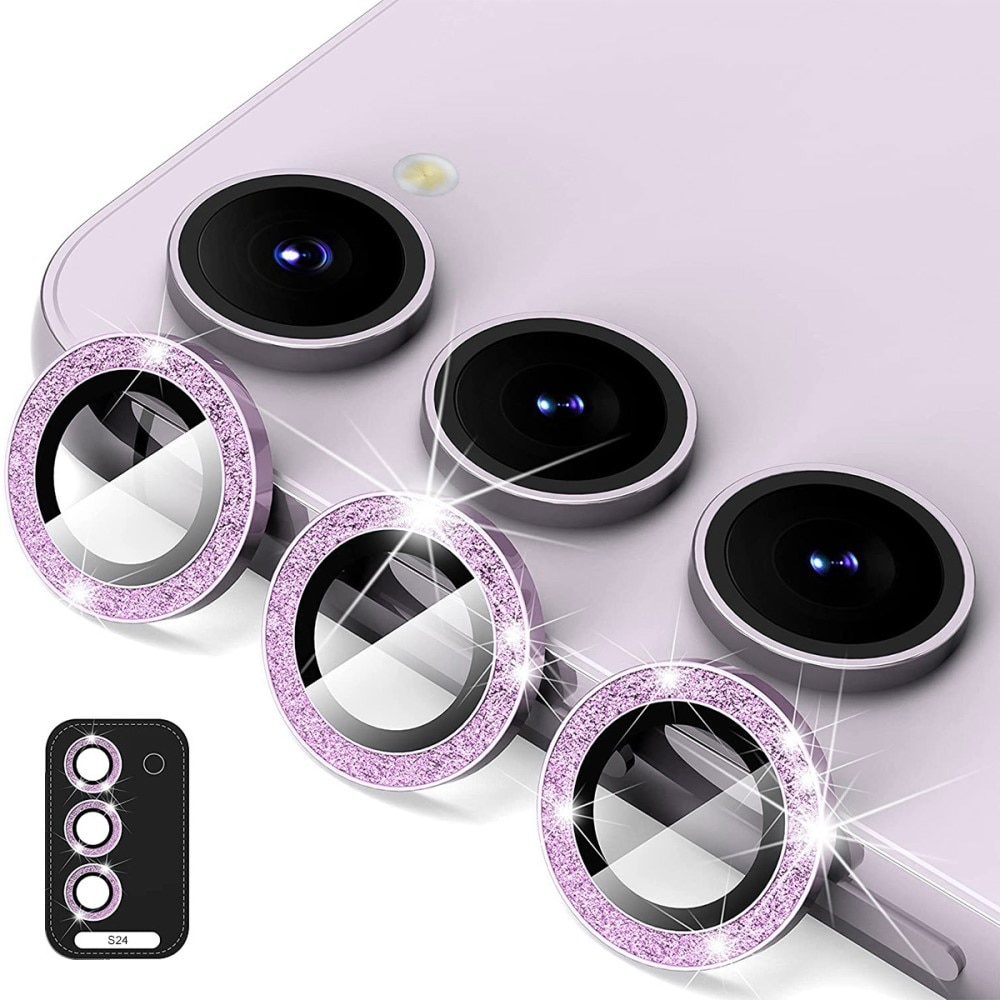 Protecteur d'objectif aluminium scintillant + Verre trempé Samsung Galaxy S24, violet