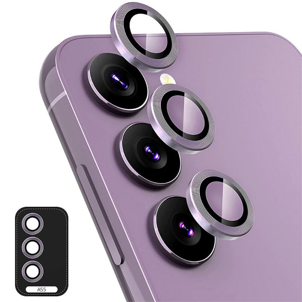 Protecteur d'objectif aluminium verre trempé Samsung Galaxy A55, violet