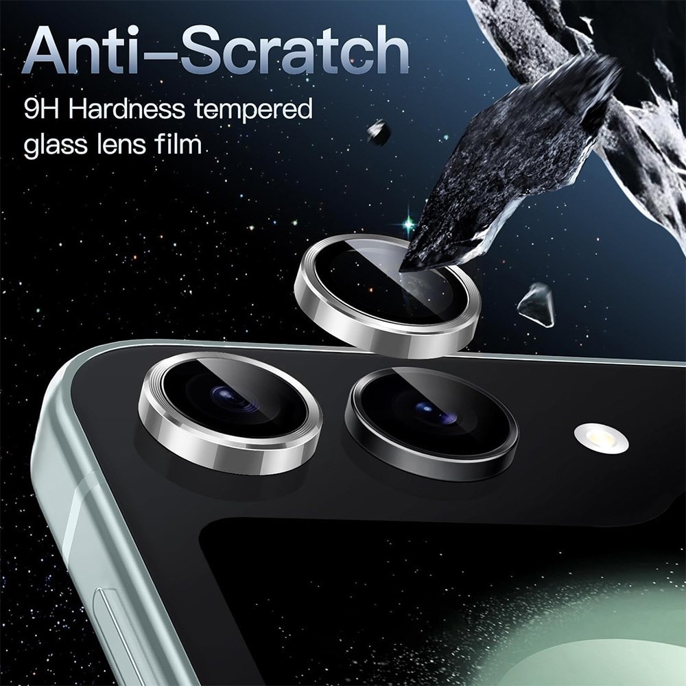 Protecteur d'objectif aluminium verre trempé Samsung Galaxy Z Flip 6, argent