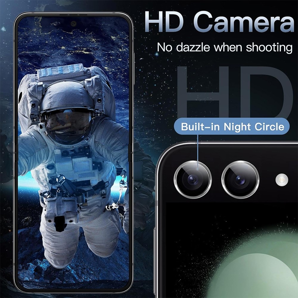 Protecteur d'objectif aluminium verre trempé Samsung Galaxy Z Flip 6, noir