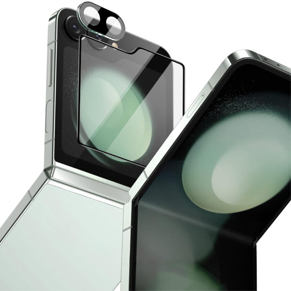 Protecteur d'objectif + Protection d'écran arriere en verre trempé Samsung Galaxy Z Flip 6, noir