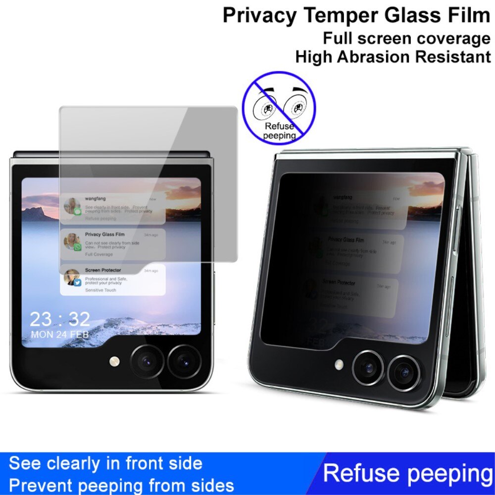 Protection d'écran arriere en verre trempé de confidentialité Samsung Galaxy Z Flip 6