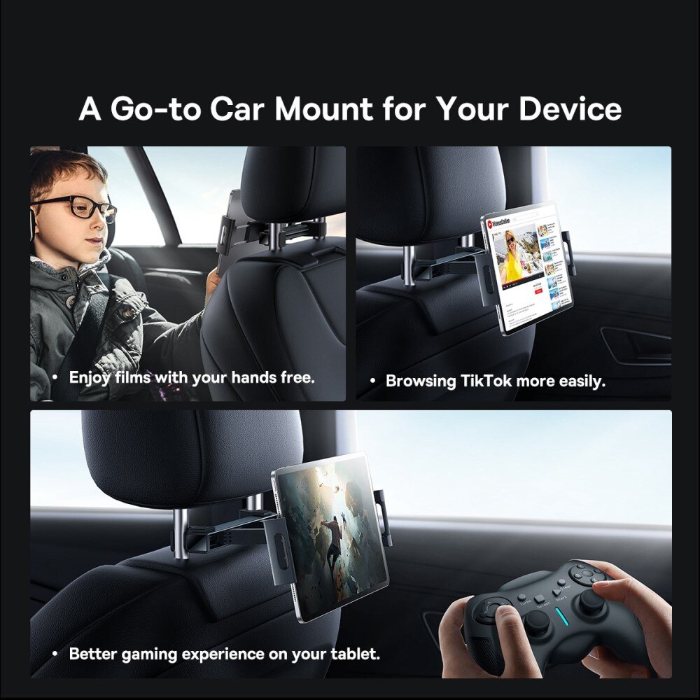 Support de tablette pour appui-tête de voiture, noir