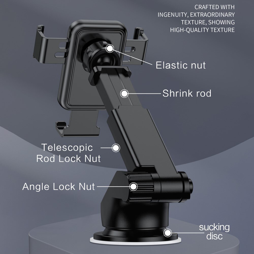 KSC-715B Telescopic Dashboard Car Phone Holder, noir