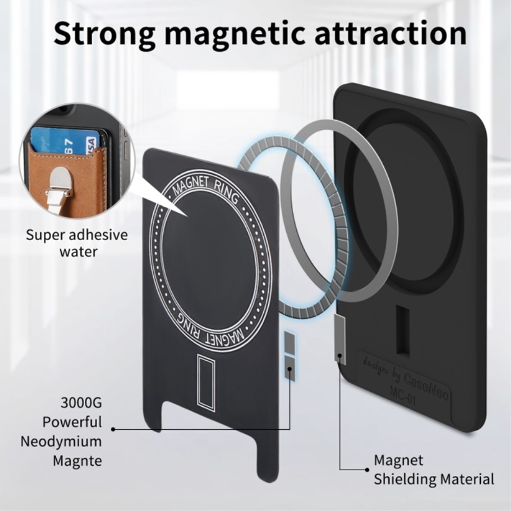MagSafe Porte-carte Kickstand Ring noir