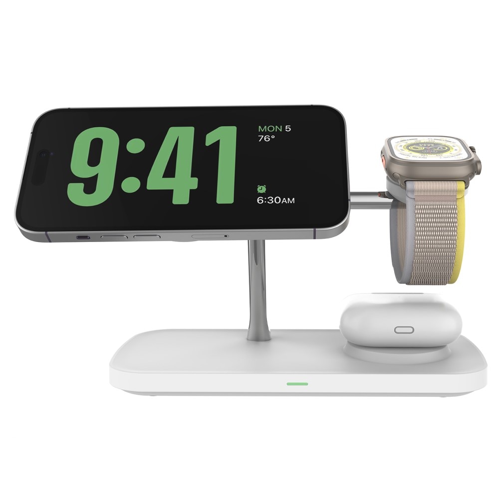 Station de Charge Sans Fil 3-en-1 Qi2 MagSafe, blanc