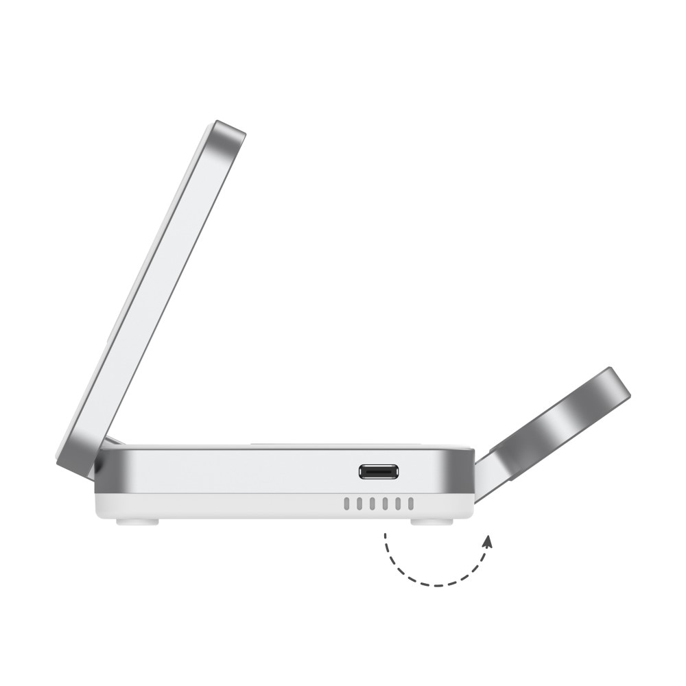 Compact 3-en-1 Qi2 Station de Charge Magnétique Sans Fil Pliable, Blanc