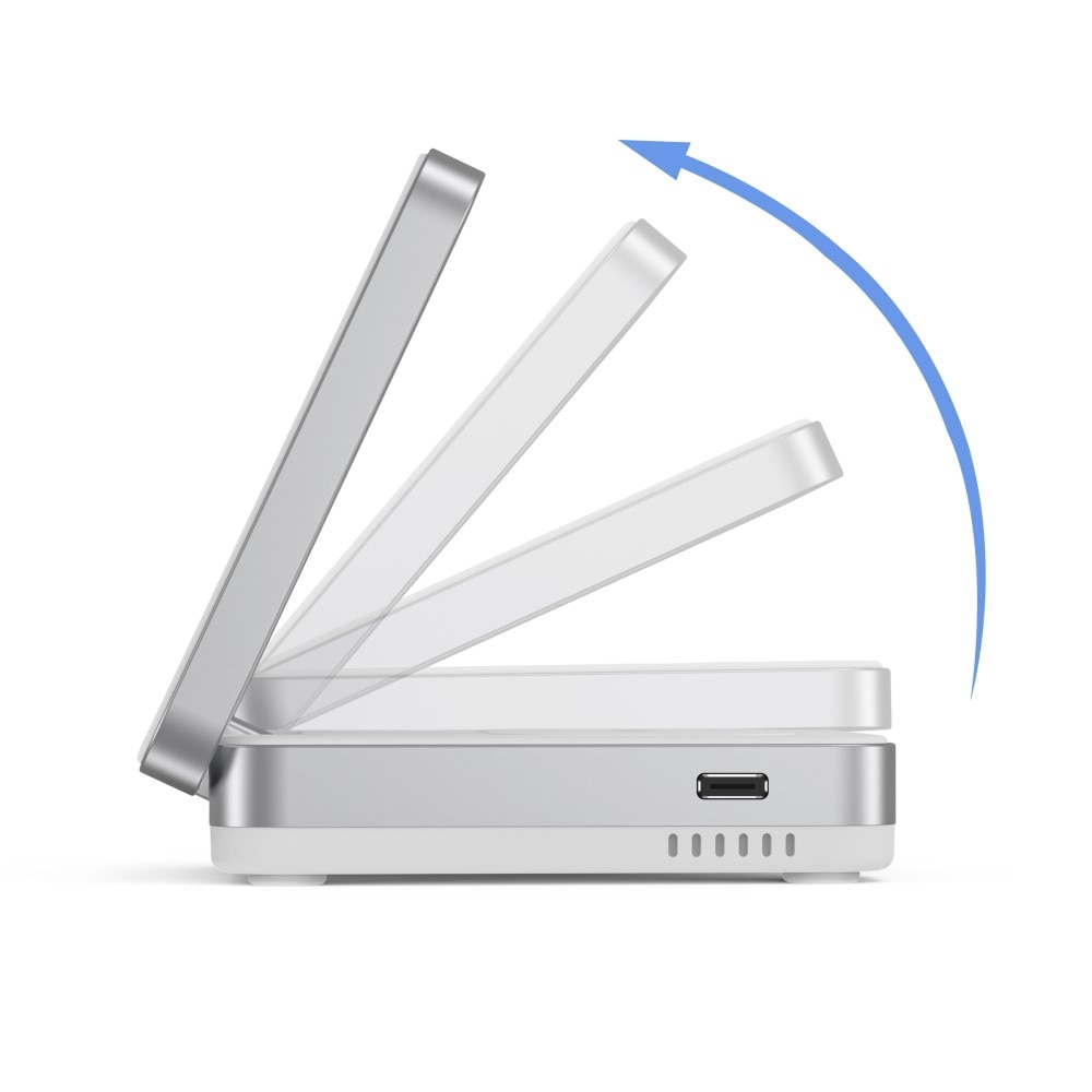 Compact 3-en-1 Qi2 Station de Charge Magnétique Sans Fil Pliable, Blanc
