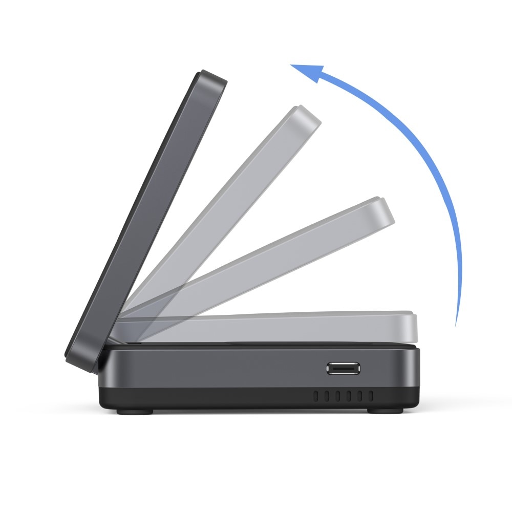 Compact 3-en-1 Qi2 Station de Charge Magnétique Sans Fil Pliable, Noir