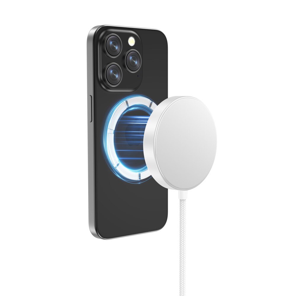 Apple iPhone 15 Chargeur Sans Fil Qi2 15W MagSafe , blanc