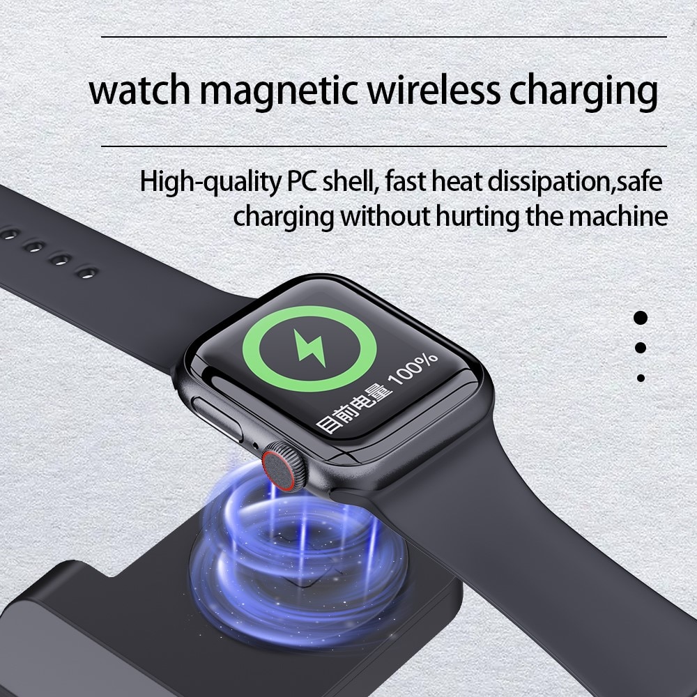 Station de charge sans fil 3 en 1 pour Apple, noir