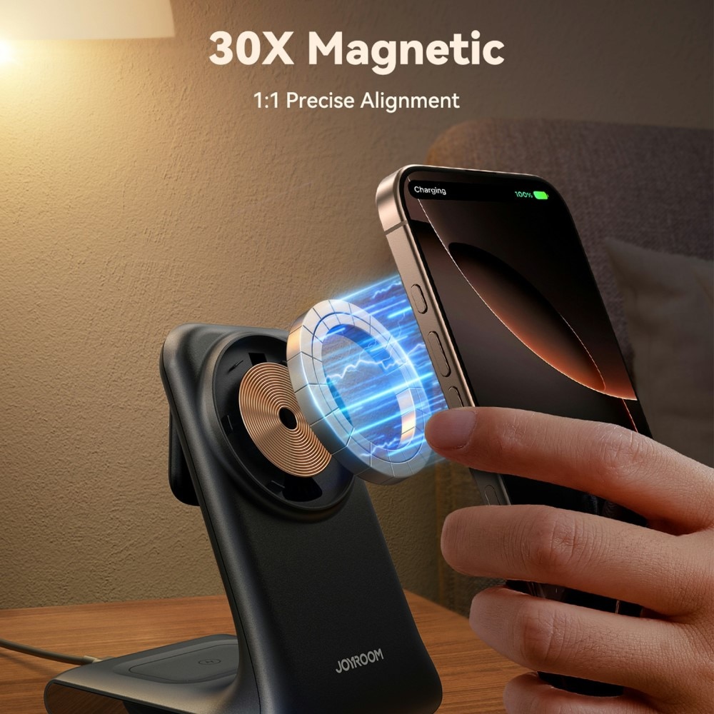 3-in-1 Station de Charge Magnétique Sans Fil, noir