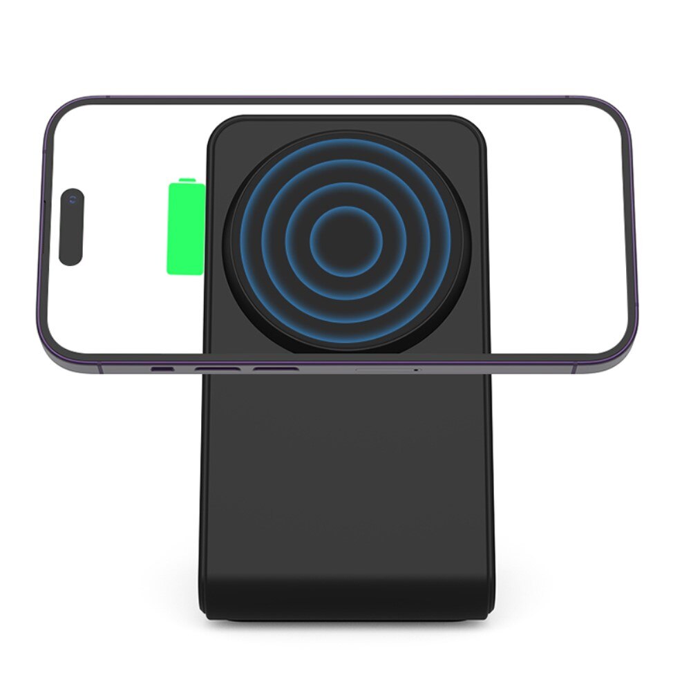 Modern 2-en-1 Station de Charge Magnétique Sans Fil, noir