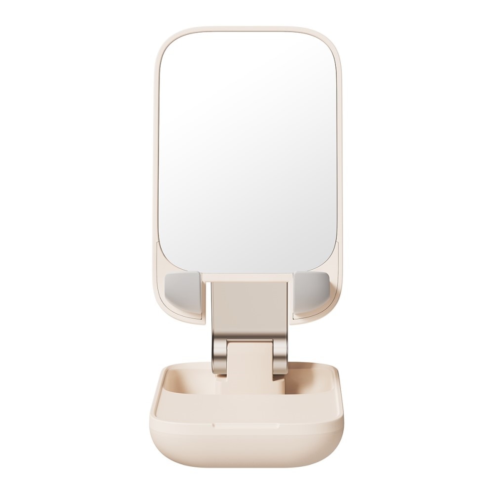 Support de table pliable avec miroir pour téléphone portable, beige